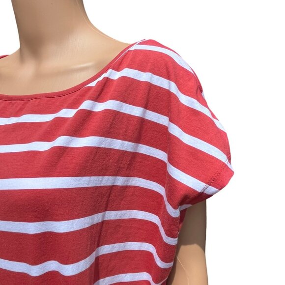 Susan Betro Size XL Casual Dress Red & White Striped Short Sleeve Tie Beachy - Picture 4 of 6
